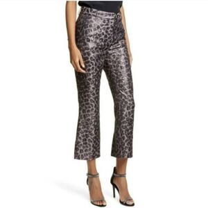 Tanya Taylor Madden metallic leopard kick flare crop pants size 16 New w/o Tags